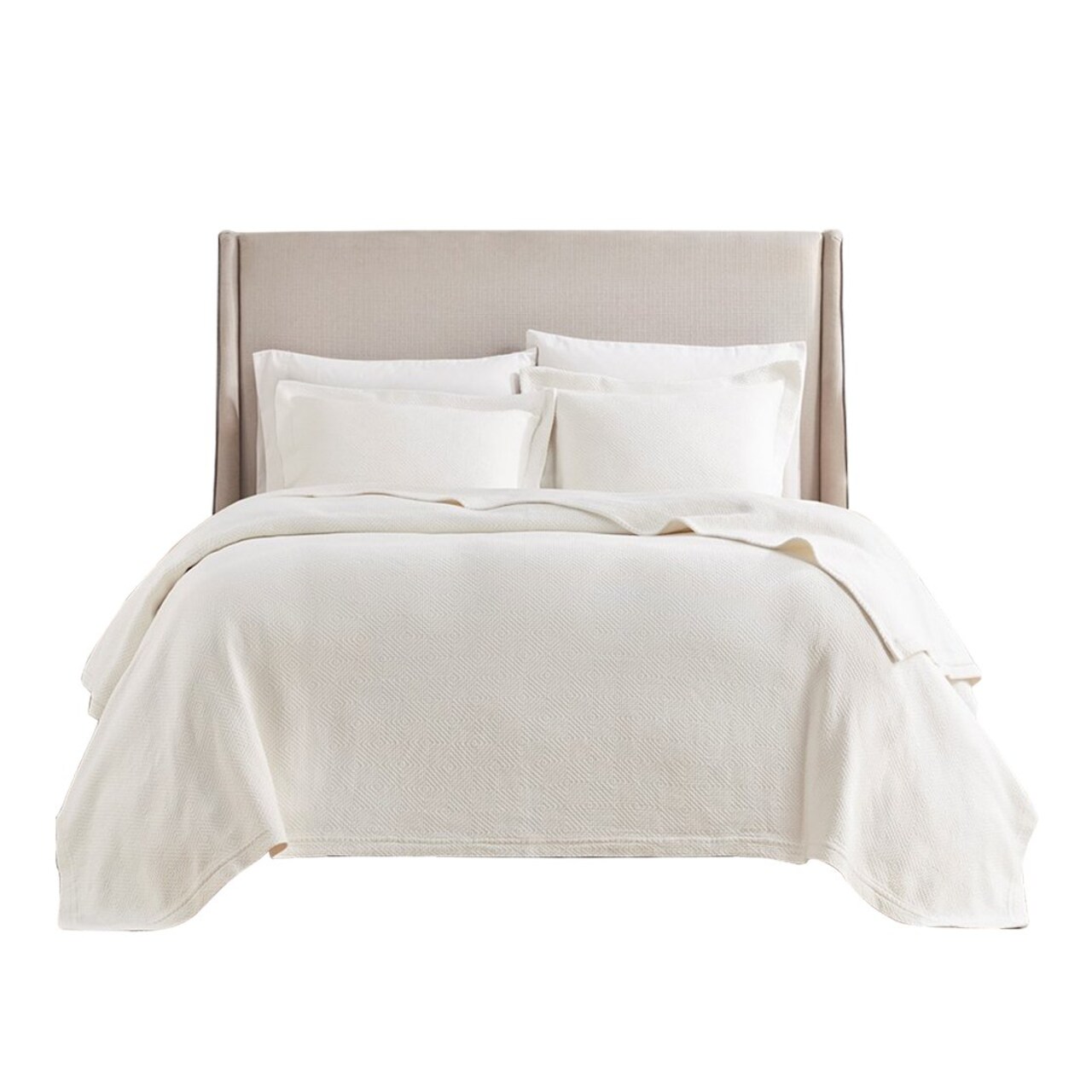Gracie Mills Derick 3-Piece Cotton Matelasse Coverlet Set Natural Cotton Grace-15188